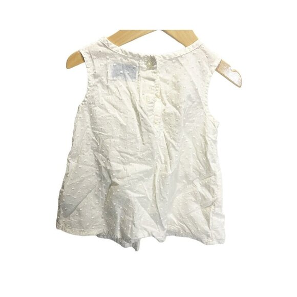 Old Navy Girls 4T Ivory Eyelet Sleeveless Blouse Button Back Summer Cotton - Picture 4 of 5